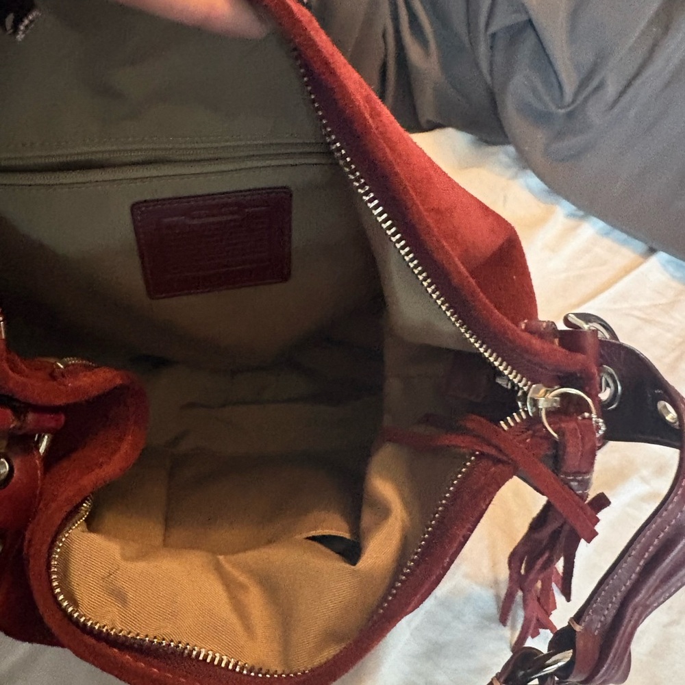 Coach Deep Red Suede Hobo Bag - Picture 4 of 4